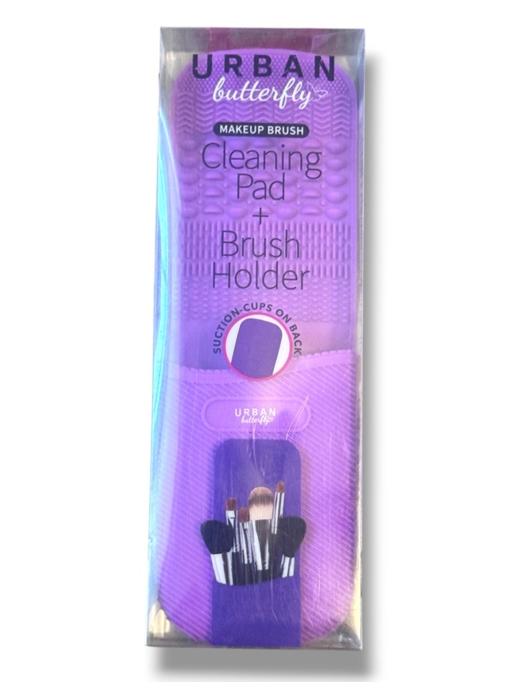 Urban Butterfly Purple Makeup Brush Cleaning Pad & Brush Holder